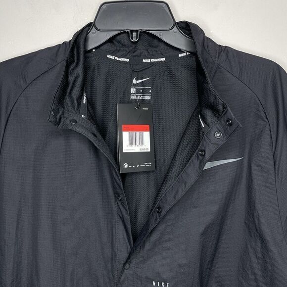 NIKE Mens Run Division Snap-Front Lightweight Jacket NEW $160 Nylon Black Sz L - Picture 5 of 16